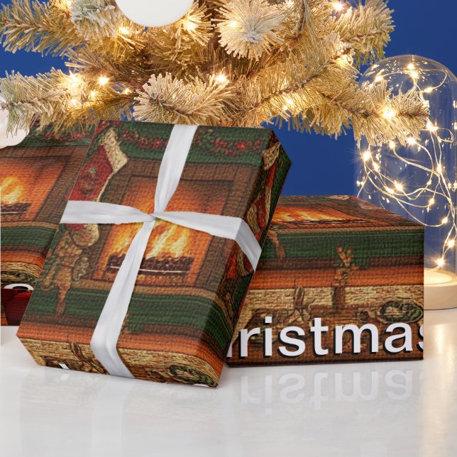Papier Cadeau Rassemblement familial de Noël cosy (Vacances)
