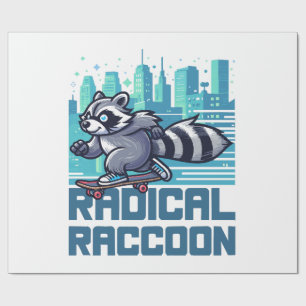 Papier Cadeau Raton laveur radical skateboardeur urbain