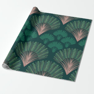 Papier Cadeau Ravenala madagascariensis motif sans soudure. Vint