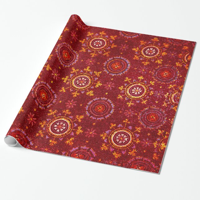 PAPIER CADEAU RAVENNA BYZANTINE MOSAÏQUES, ÉTOILES, NUIT D'ÉTOIL (Déroulé)