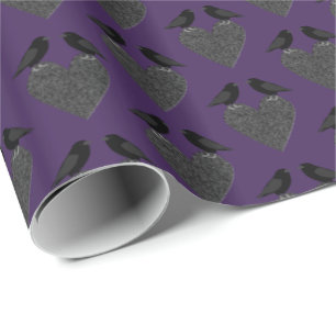 Papier Cadeau Ravens gothiques et Coeur noir