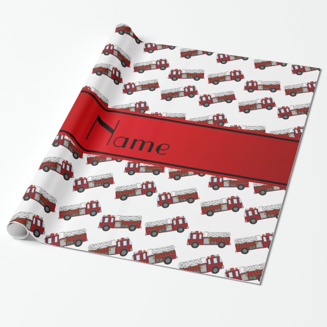 Papier Cadeau Rayure blanche nommée personnalisée de rouge de (Déroulé)