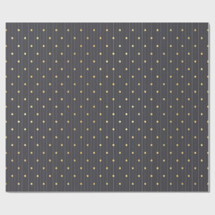 Papier Cadeau Rayure fine Charbon Or Pointé Masculin