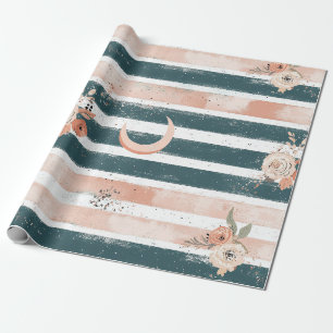 Papier Cadeau Rayure Ton Terre Cosmique avec Lune Tribale