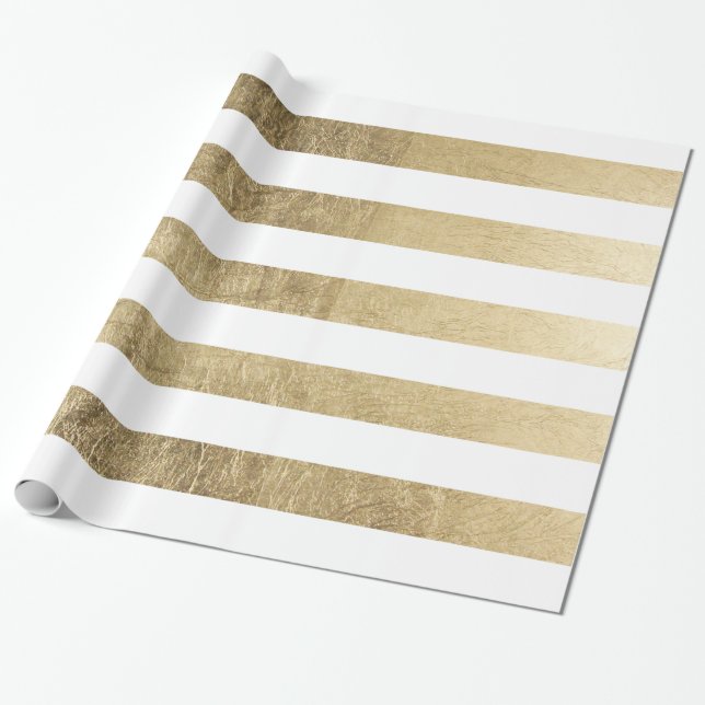 Papier Cadeau Rayures à la mode modernes élégantes de feuille (Déroulé)