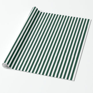 Papier Cadeau Rayures - blanches et vert-foncé