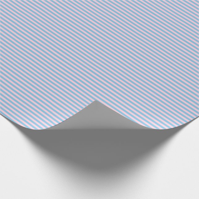 Papier Cadeau Rayures bleu-clair et rose-clair minces (Coin)
