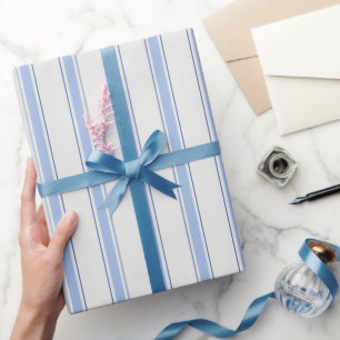 Papier Cadeau Rayures bleues et blanches cassées