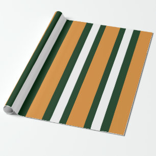 Papier Cadeau rayures Brown, vert foncé et blanc