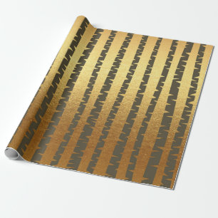 Papier Cadeau Rayures brun chocolat d'or du Bouleau-Arbre VIP