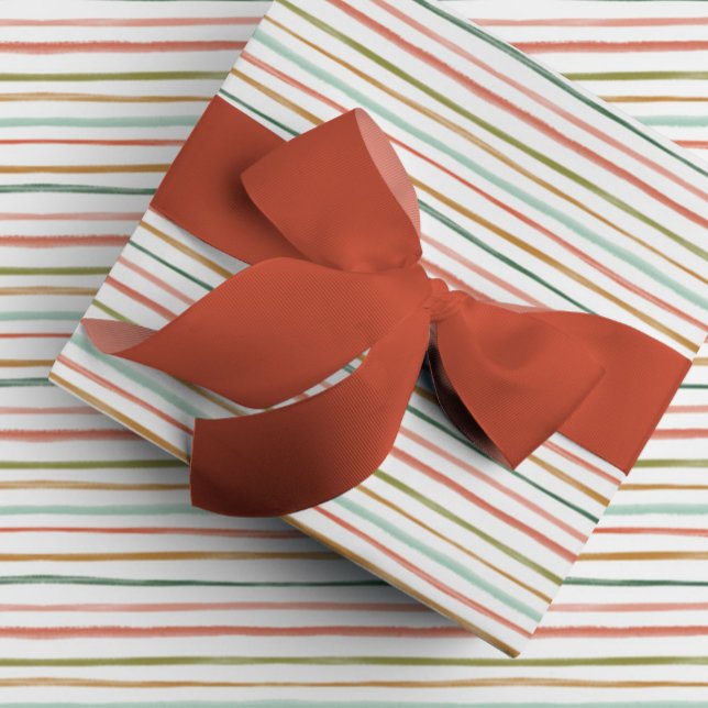 Papier Cadeau Rayures colorées d'aquarelle (Colorful watercolor stripe Christmas holiday gift wrapping paper.)