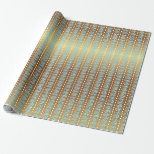 Papier Cadeau Rayures de bleu bleu vert et d'or d'art déco