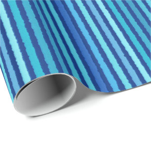 Papier Cadeau Rayures de craie - bleu de cobalt et de ciel