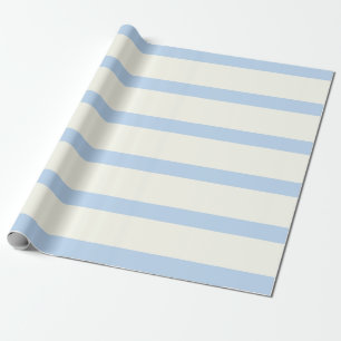 Papier Cadeau Rayures de crayon bleu clair et crème
