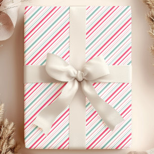 Papier Cadeau Rayures de révélation de genre Rose Bleu et Blanc