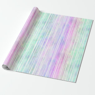 Papier Cadeau rayures de trait de brosse arc-en-ciel pâle :