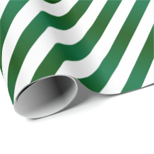 Papier Cadeau Rayures de vacances de Noël vert et blanc