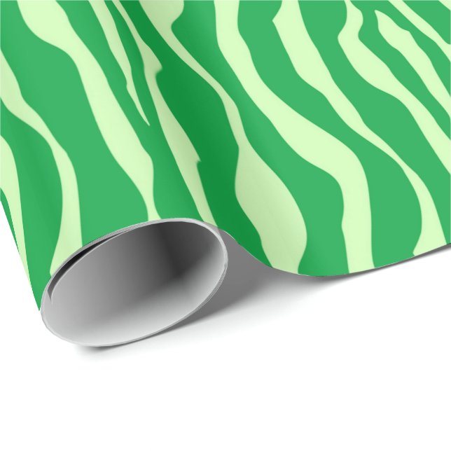 Papier Cadeau Rayures de zèbre - nuances de vert de chaux (Coin rond)