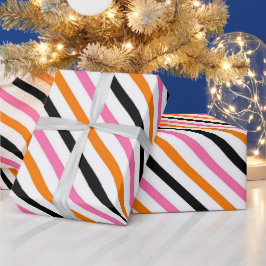 Papier Cadeau Rayures d'Halloween – Motif diagonal audacieux