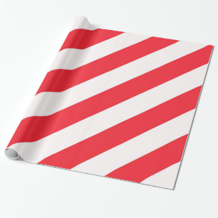 Papier Cadeau Rayures diagonales rouges et blanches de sucre de