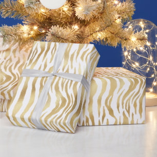 Papier Cadeau Rayures élégantes de zèbre en or