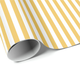 Papier Cadeau Rayures horizontales larges jaunes et blanches à