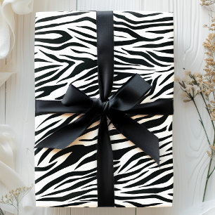 Papier Cadeau Rayures Imprimées Zèbre Noir et Blanc Motif Animal