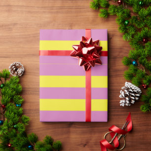 Papier Cadeau Rayures Jaune Rose