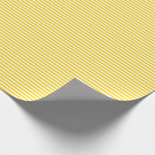 Papier Cadeau Rayures jaunes et blanches d'or minces (Coin)