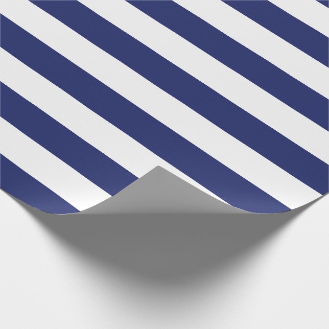 Papier Cadeau Rayures nautiques de bleu marine (Coin)