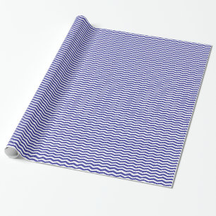 Papier Cadeau Rayures onduleuses de bleu marine et blanches
