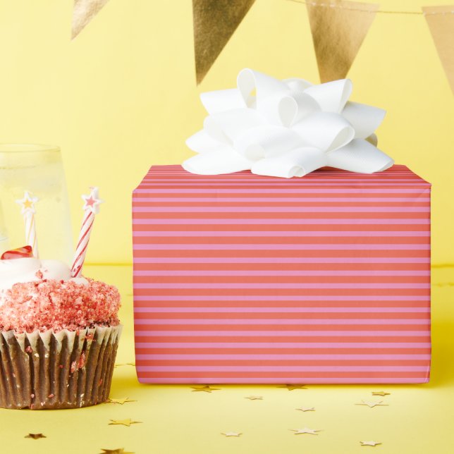 Papier Cadeau Rayures orange rose motif linéaire Noël vacances (Fête d'anniversaire)