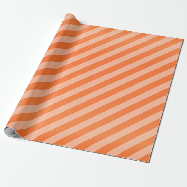 Papier Cadeau Rayures oranges et diagonales de citrouille (Déroulé)