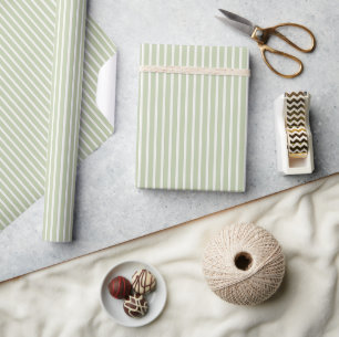 Papier Cadeau Rayures raffinées de début d'automne Olive douce