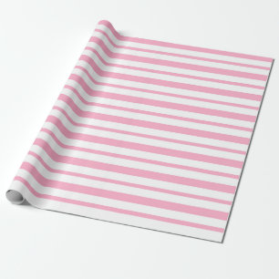 Papier Cadeau Rayures roses et blanches épaisses et minces