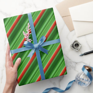 Papier Cadeau Rayures rouges et vertes