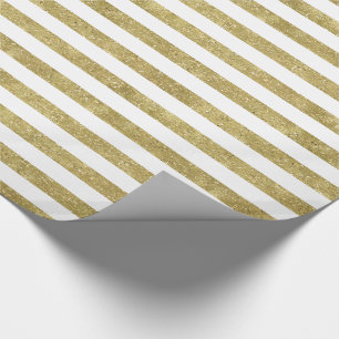 Papier Cadeau Rayures scintillantes d'or de Faux