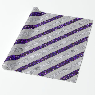 Papier Cadeau Rayures scintillantes - Purpl profond et Faux