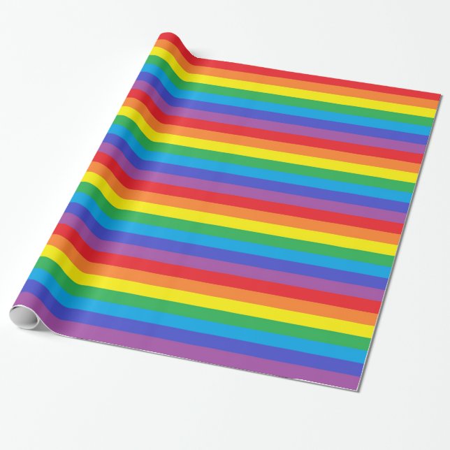 Papier Cadeau Rayures solides d'arc-en-ciel (Déroulé)