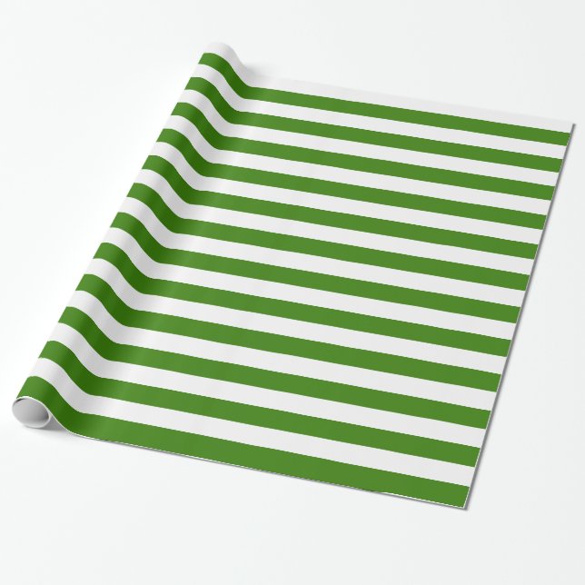 Papier Cadeau Rayures vertes sur la couleur faite sur commande (Déroulé)