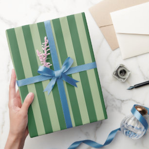 Papier Cadeau Rayures verticales Forêt verte rayée