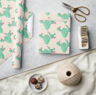 Papier Cadeau Réception de mariage au cactus à l'aquarelle