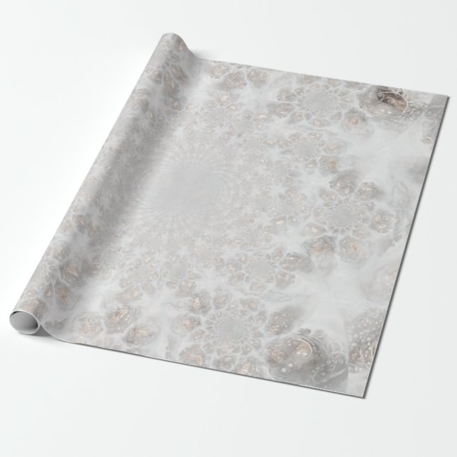 Papier Cadeau Réception de mariage Blanc Argent Or Simple Élégan (Déroulé)