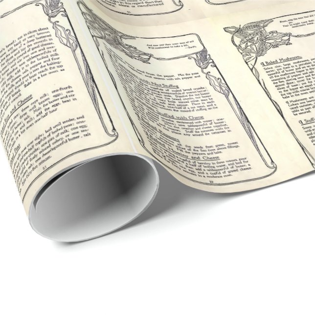 Papier Cadeau Recettes végétariennes d'un livre de cuisine (Coin rond)