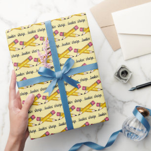 Papier Cadeau Recherche dans l'écriture de l'école de crayon jau