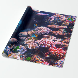 Papier Cadeau Récif coralien tropical coloré