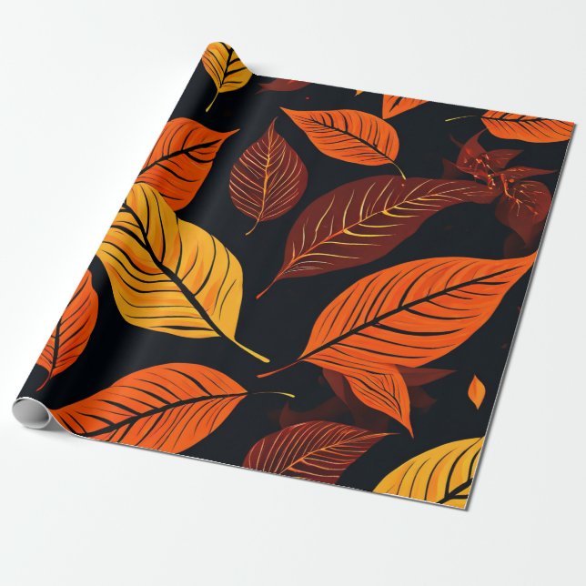 Papier Cadeau Récolte d'or : Feuilles d'automne (Déroulé)