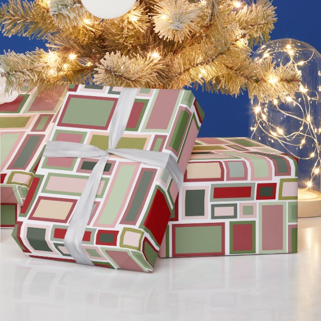 Papier Cadeau Rectangles de Noël Boho (Vacances)