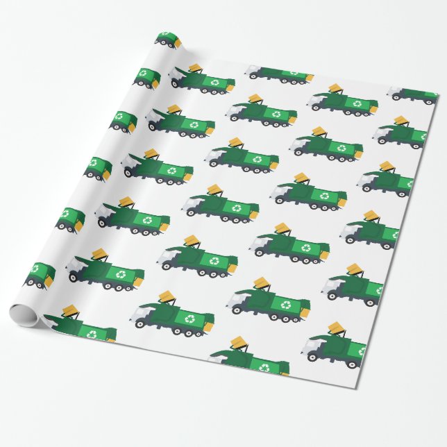 Papier Cadeau Recyclage Camion à ordures (Déroulé)