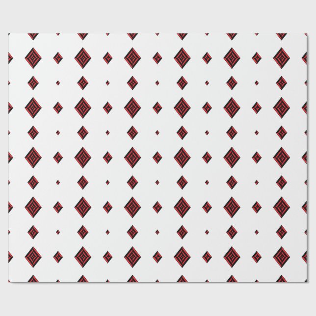 Papier Cadeau Red and Black Geometric Diamond Pattern Modern Tot (Plat)
